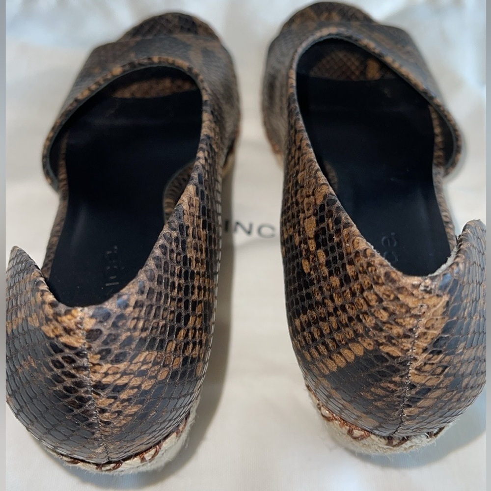 VINCE Percey Snakeskin Coffee Open Toe Heel - Picture 8 of 10